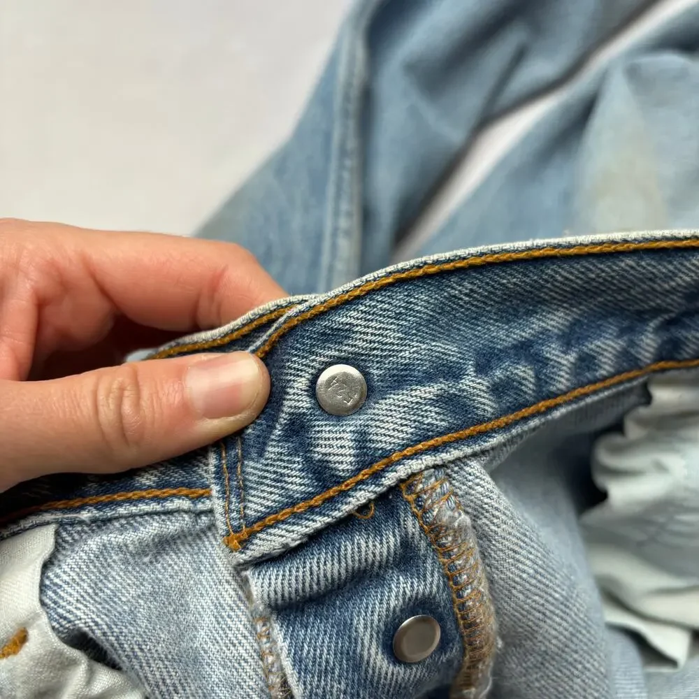 Vintage 90s Levi's 501 Straight Leg Jeans 36x30 Made in USA Light Wash Dirt